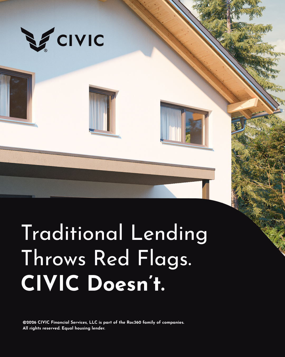 Civic Financial Services Facebook ad: Real Estate Financing That Works For You, Not Against You