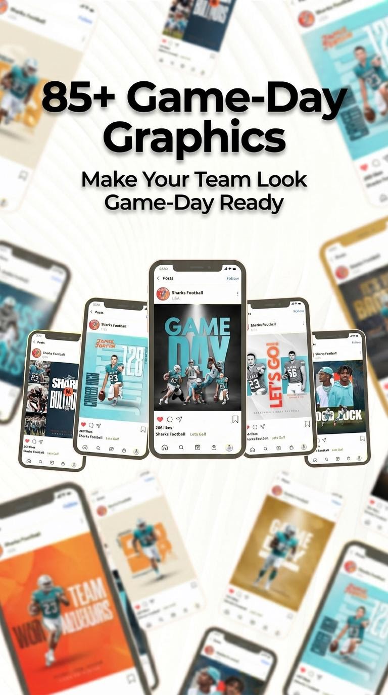 Season Suite Facebook ad: Football Canva Templates Bundle, 85 Editable Sports Graphics