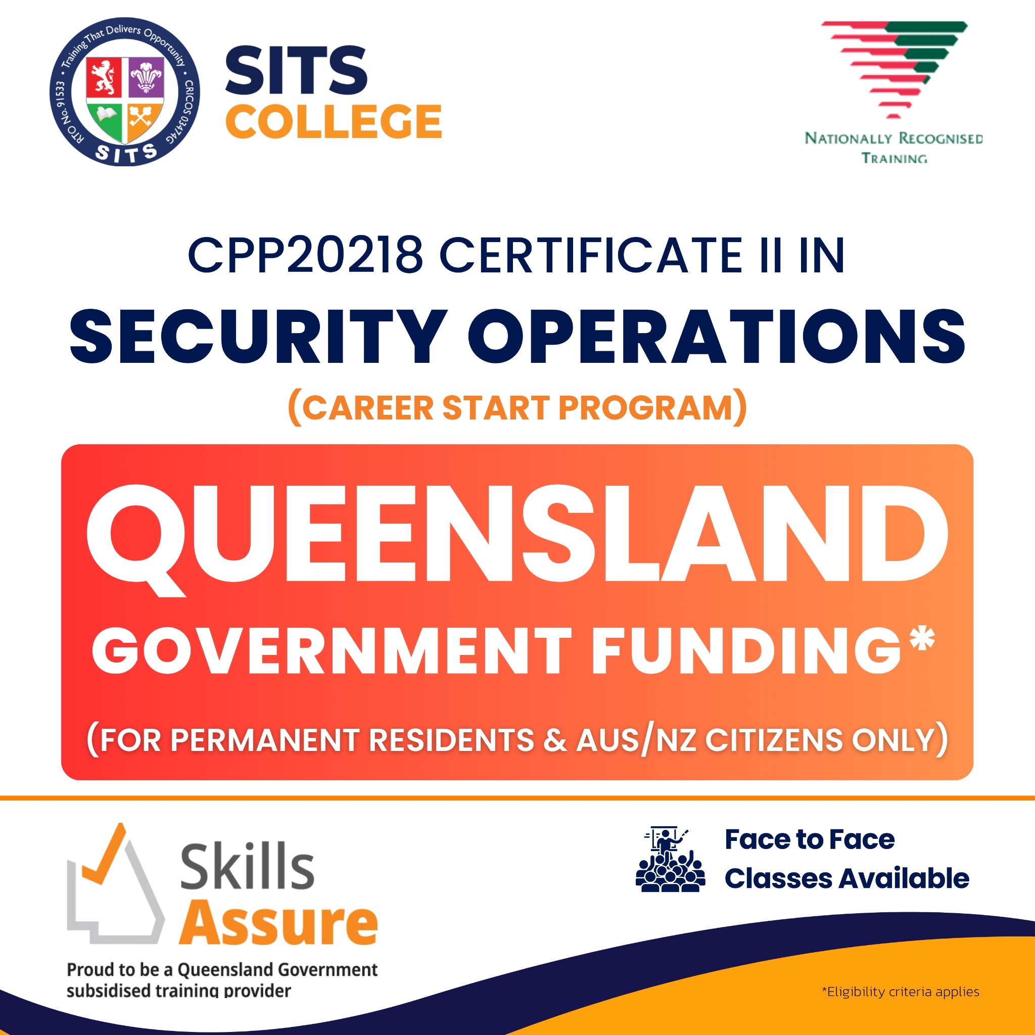 SITS College Facebook ad: *Queensland Govt. Funding Available!