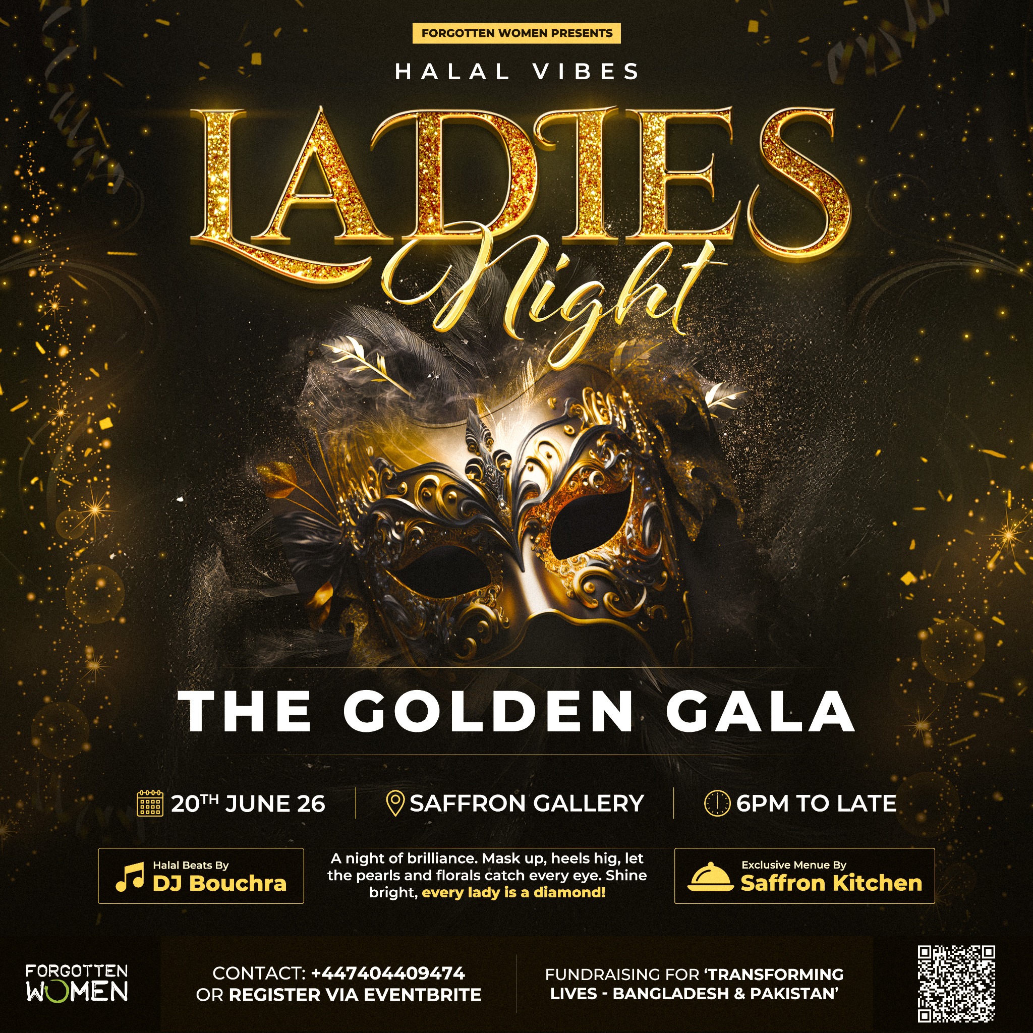 Eventsatforgottenwomen Facebook ad: Ladies Night: The Golden Gala (Halal Vibes)