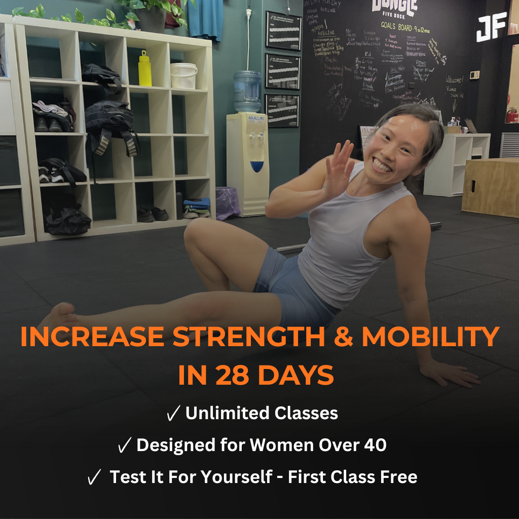 Jungle Five Dock Facebook ad: 28-Day Strength & Mobility