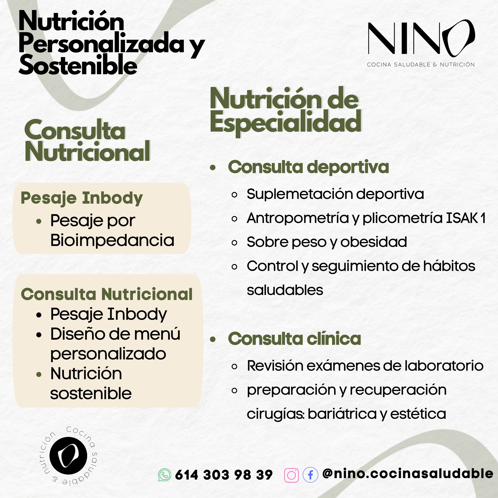 NINO Cocina Saludable Facebook ad: ¿Ya conoces nuestro servicio de Consulta Nutricional?