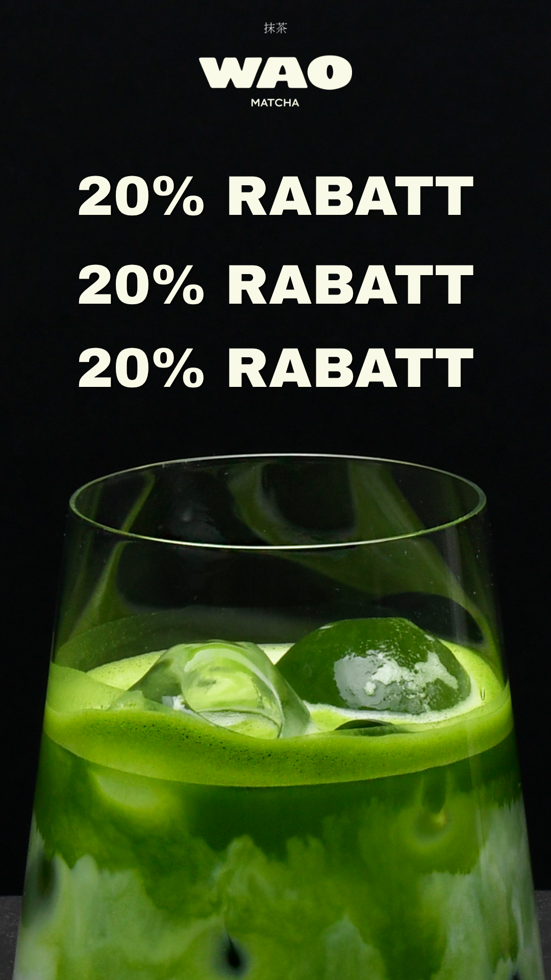 WAO Matcha Facebook ad: Nu: 20% rabatt på ceremonial matcha