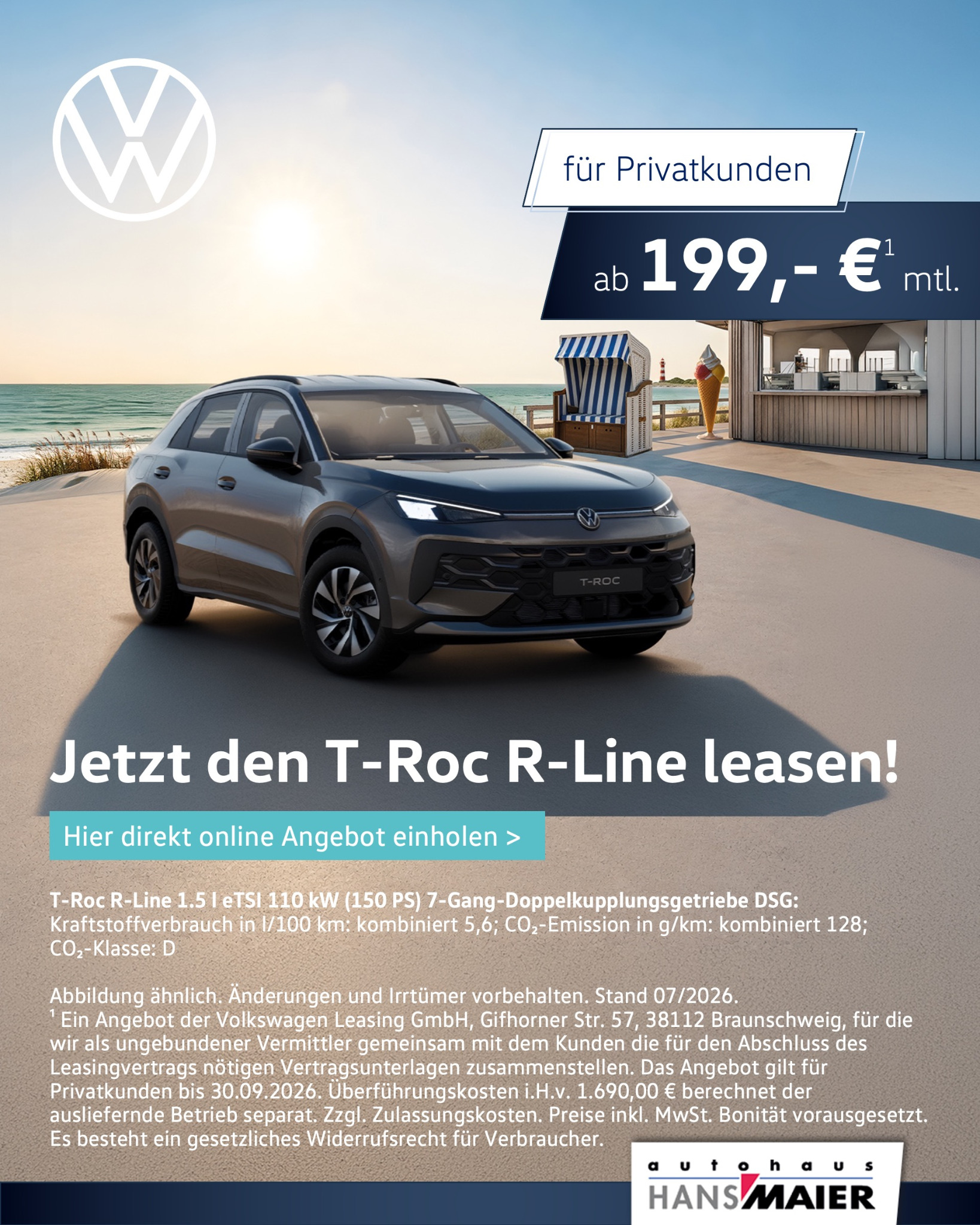Autohaus Hans Maier GmbH Facebook ad: T-Roc Sommerleasing