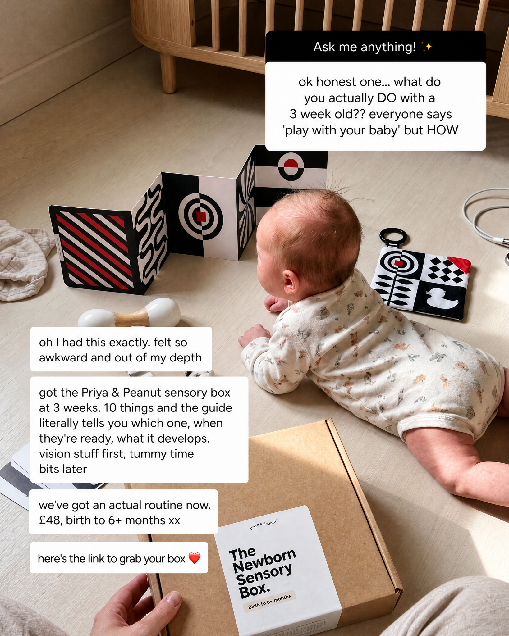 Priya & Peanut Facebook ad: The #1 Newborn Sensory Box