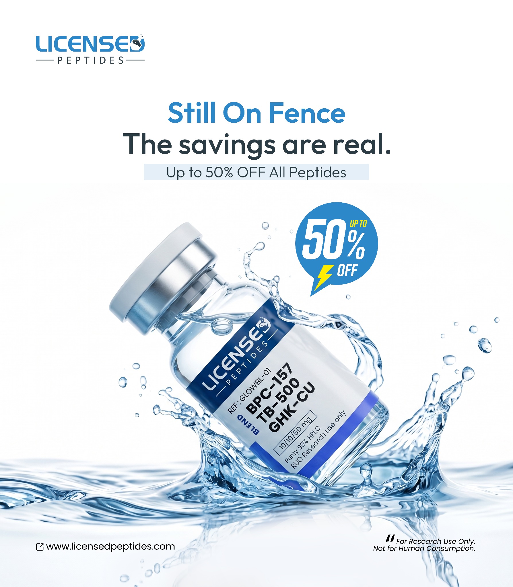 Licensed Peptides.com Facebook ad: Reliable Research Peptides On Sale