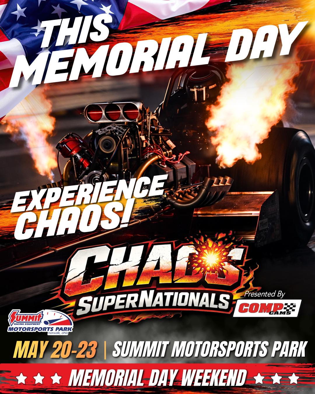 Summit Motorsports Park Facebook ad: Chaos Supernationals @ Summit Motorsports Park, May 20-23…