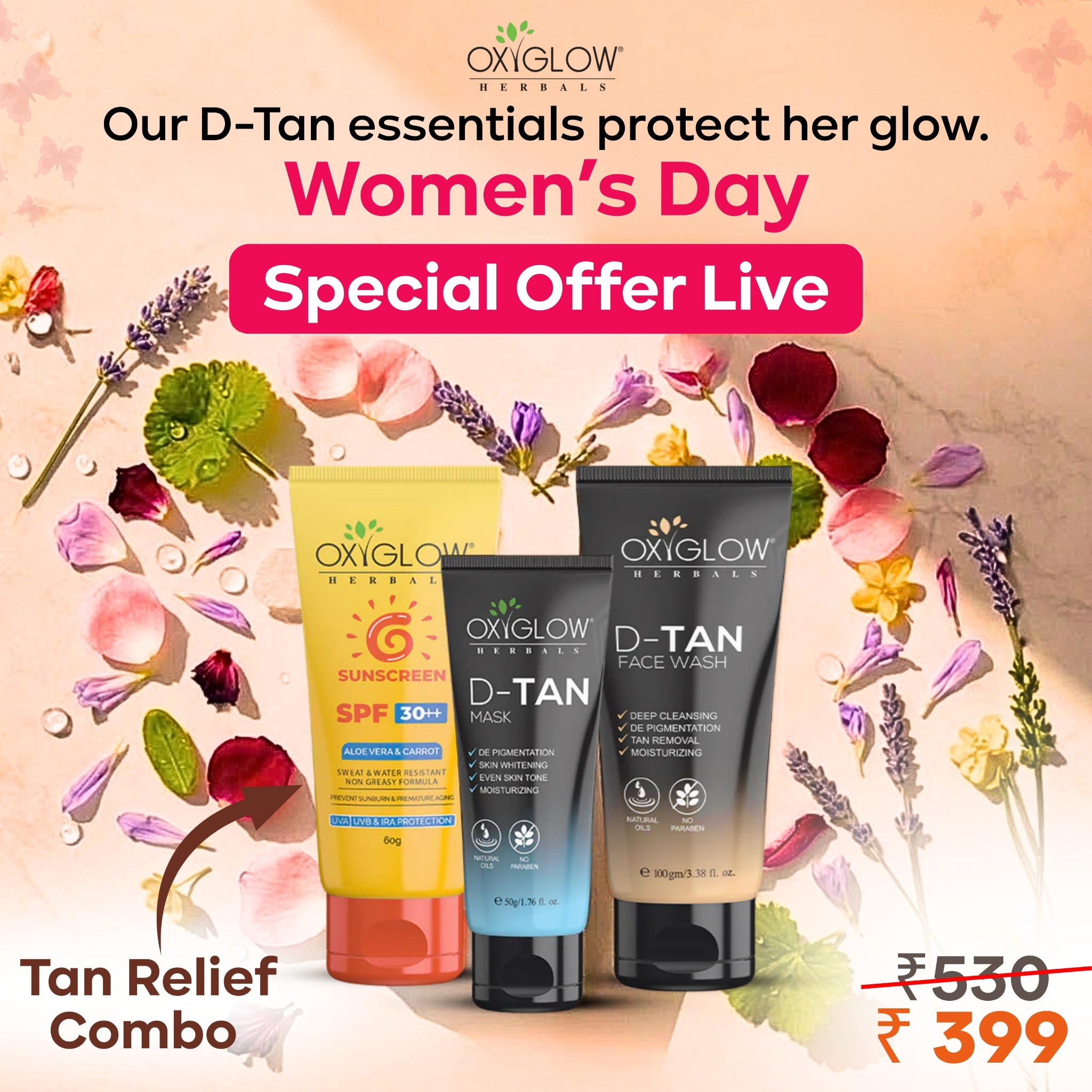 OxyGlow Cosmetics Facebook ad