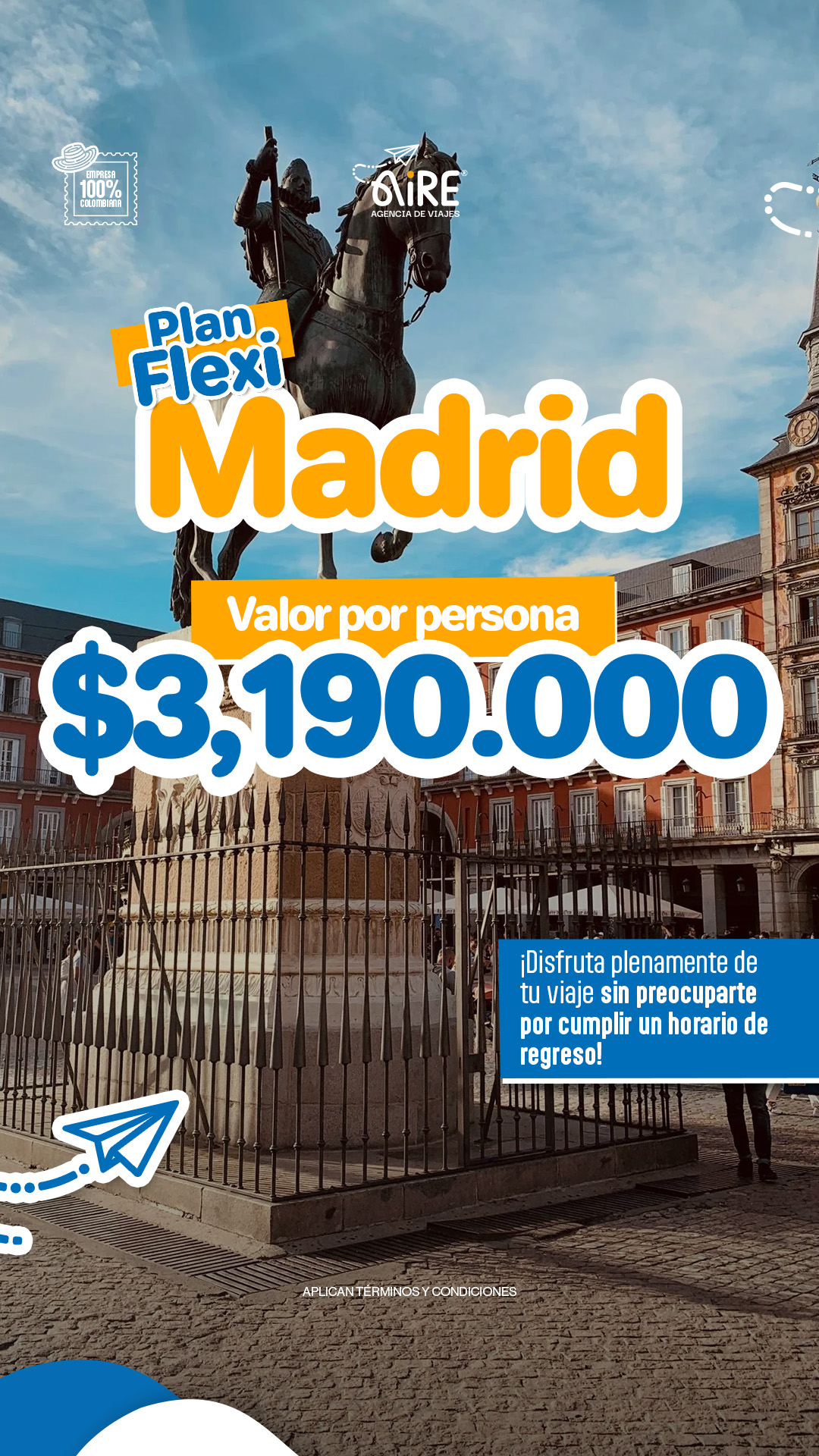 Viajes Aire Facebook ad: Viaja a Madrid con Flexi
