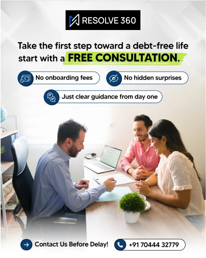 Resolve360 India Facebook ad: Take the first step toward financial freedom today.