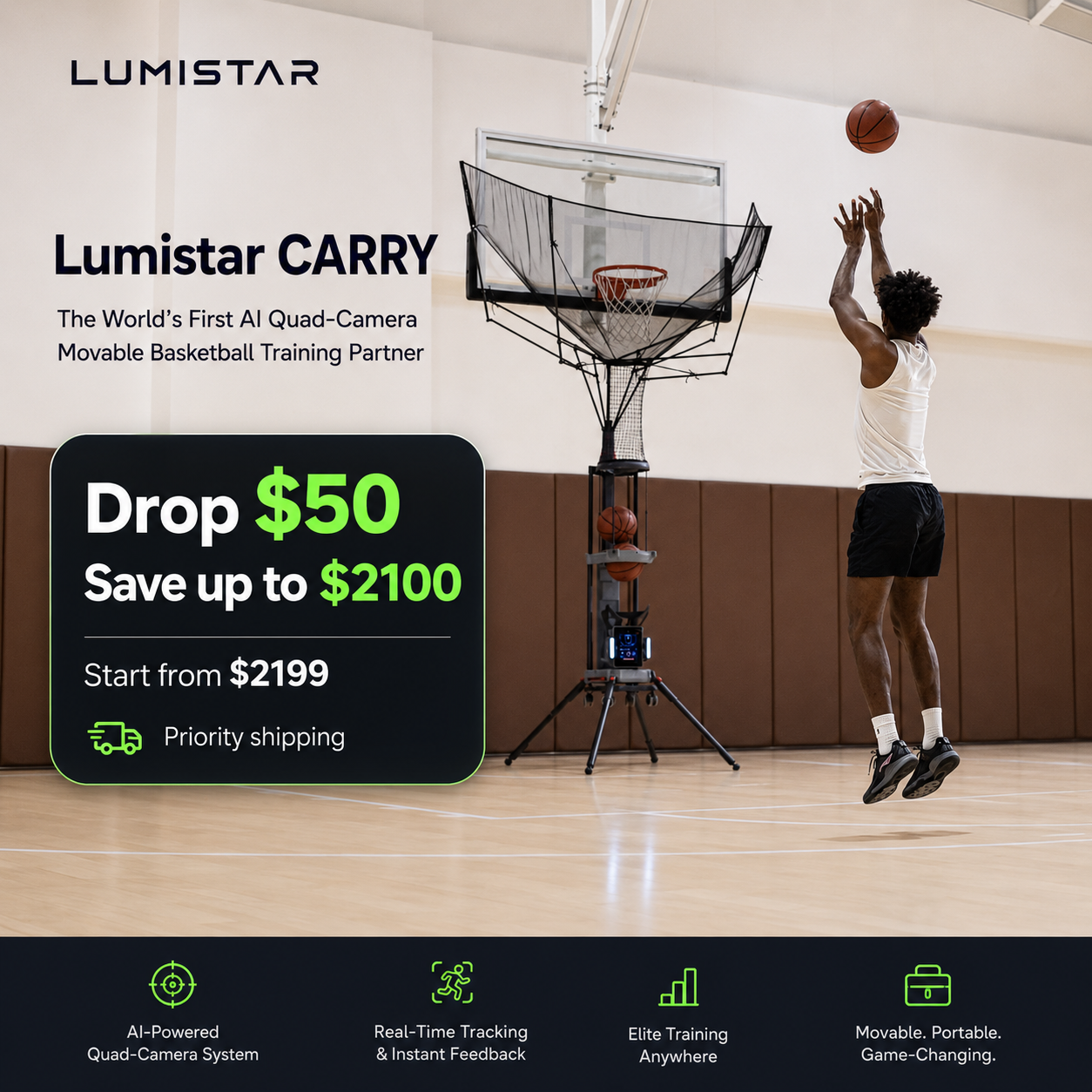 Lumistar Global Facebook ad: Bring pro-level shooting practice anywhere.