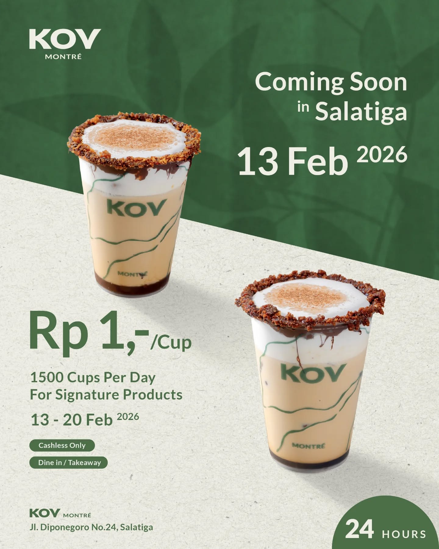 Kov Koffie Facebook ad: Save the Date: Your Rp 1,- Coffee is…