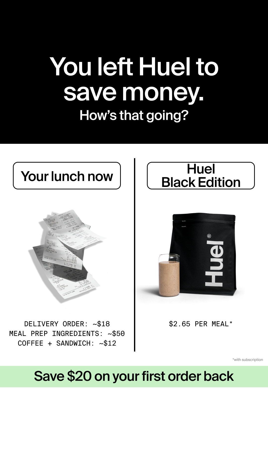 Huel Facebook ad
