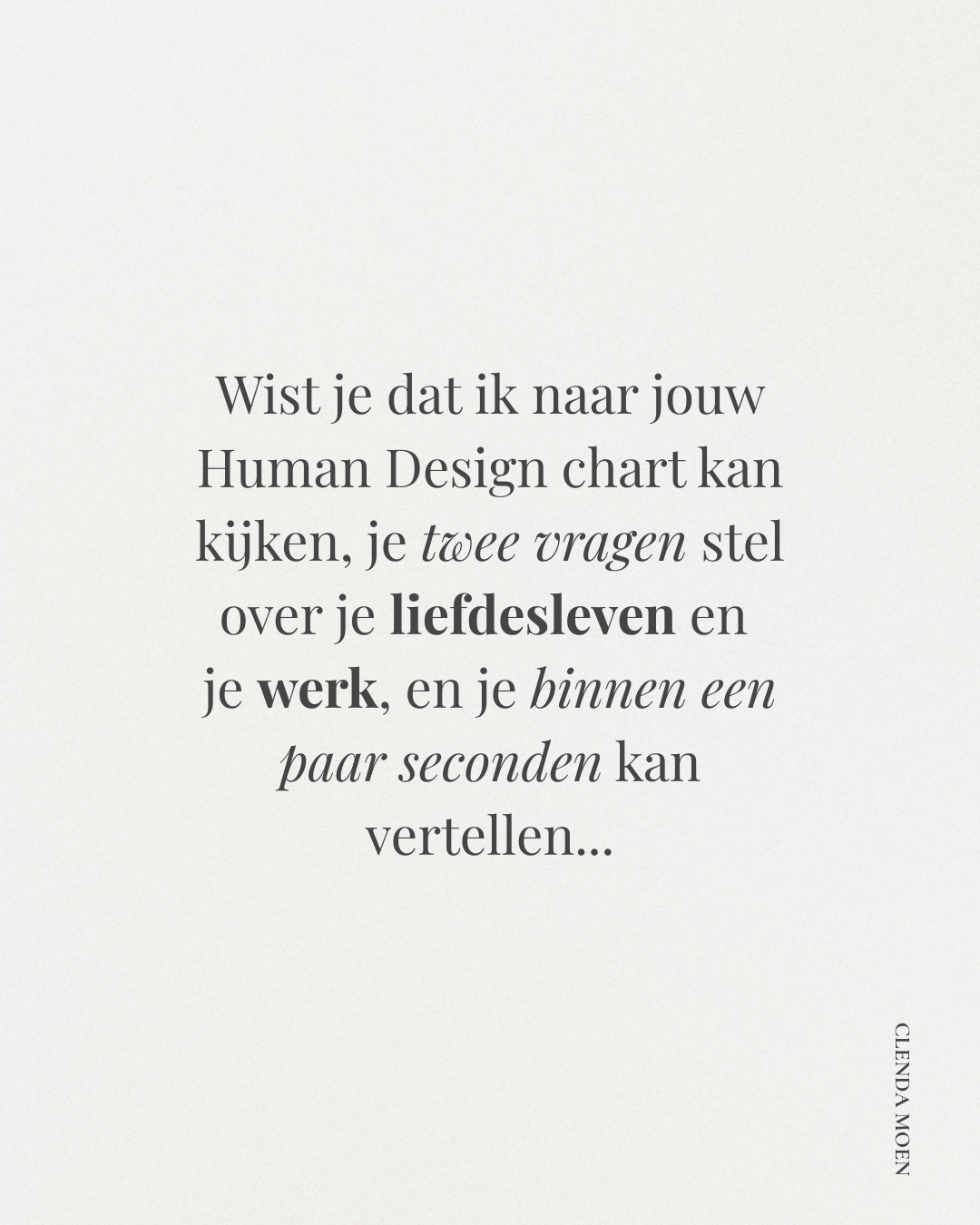 Clenda Moen Facebook ad: Lees binnen 1 uur jouw HD chart als een expert