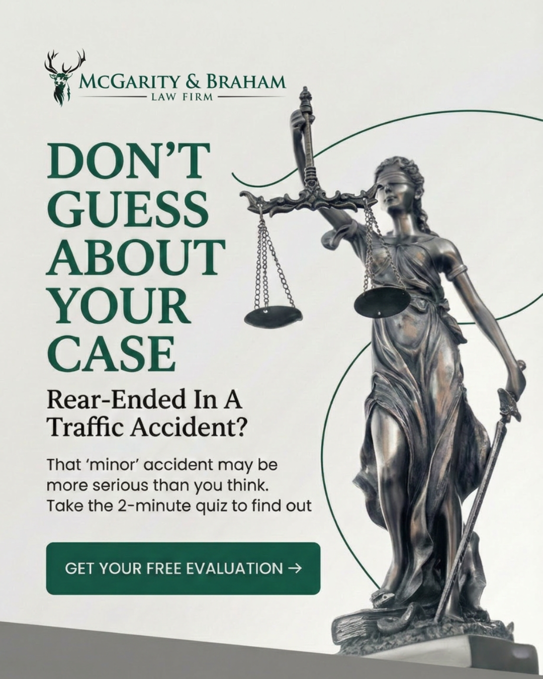 McGarity Law Firm Facebook ad: Get Answers in 2 Minutes