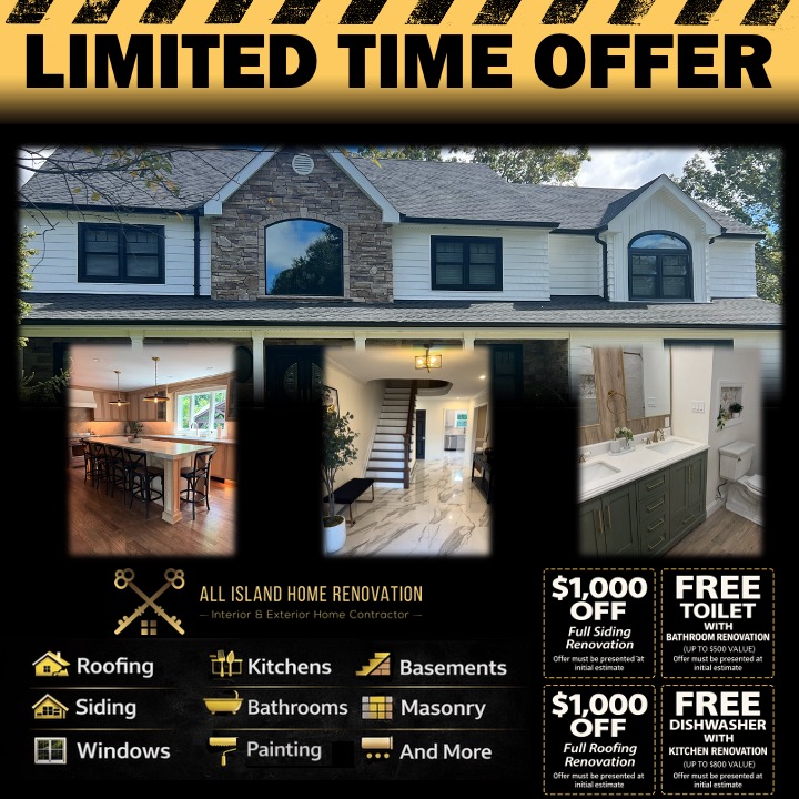 All Island Home Renovation LI Facebook ad: CLAIM YOUR OFFER --->