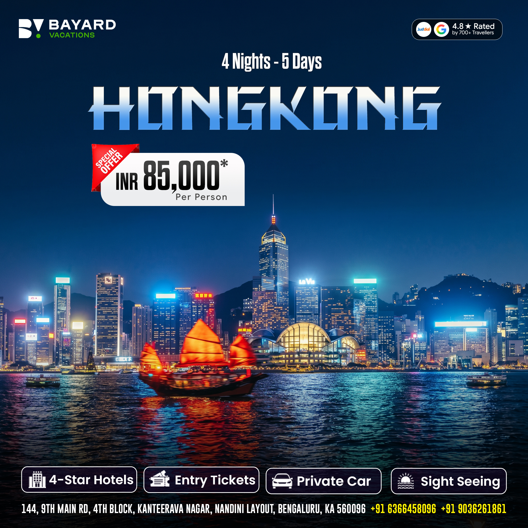 Bayard Vacations Facebook ad: International Holidays Starting from ₹95,000!