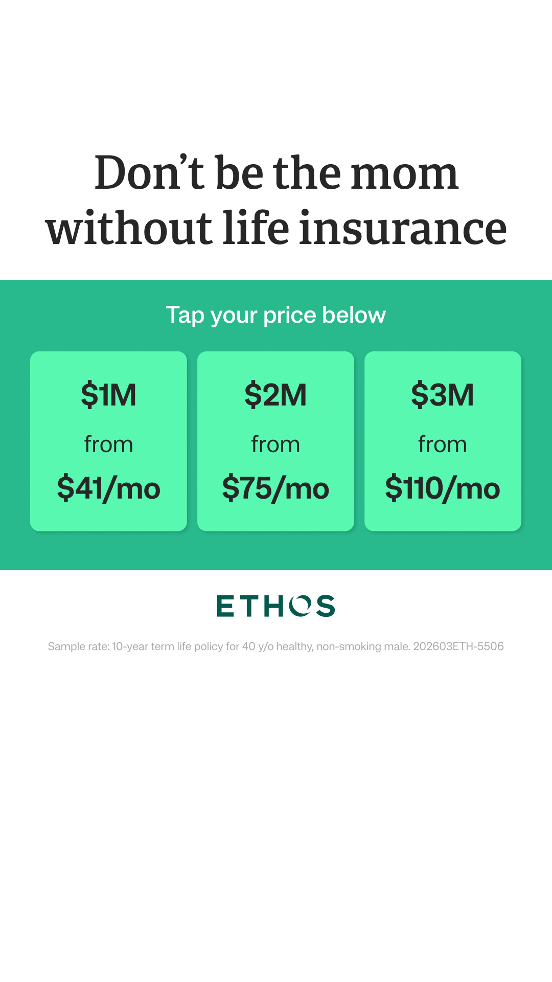 Ethos Facebook ad
