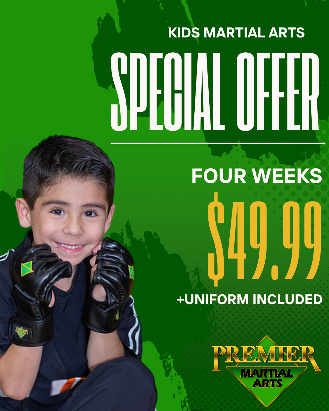 Premier Martial Arts Facebook ad: Watch Them Transform in 4 Weeks!