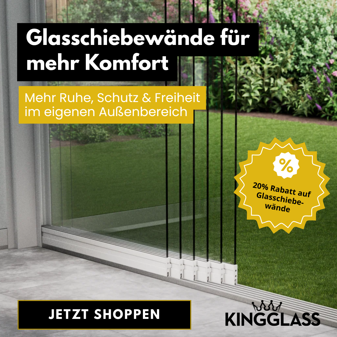 KingGlass.de Facebook ad: Glasschiebewände für deine Terrasse