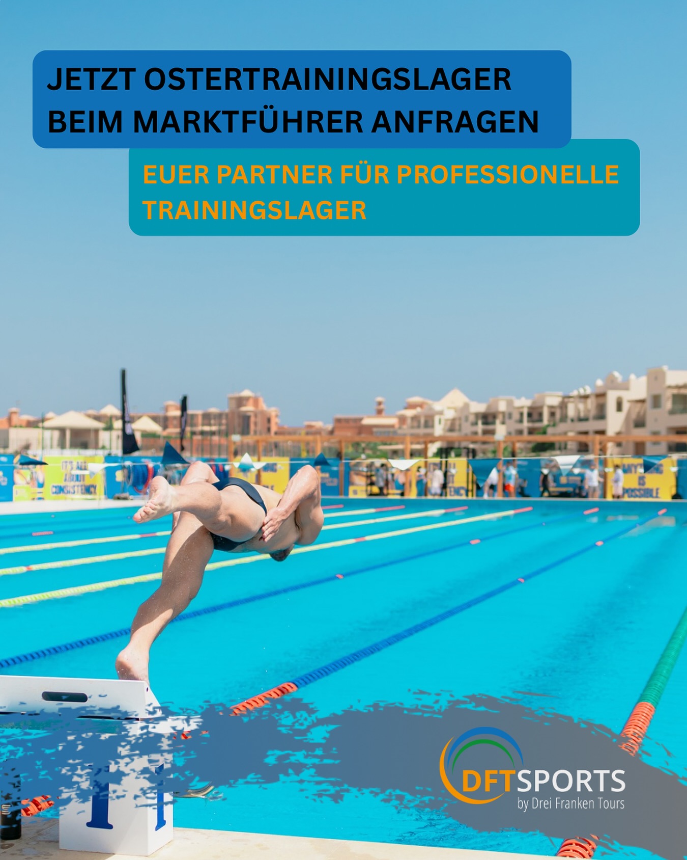 schwimmtrainingslager Facebook ad: Jetzt euer Ostertrainingslager beim Marktführer DFT-Sports…