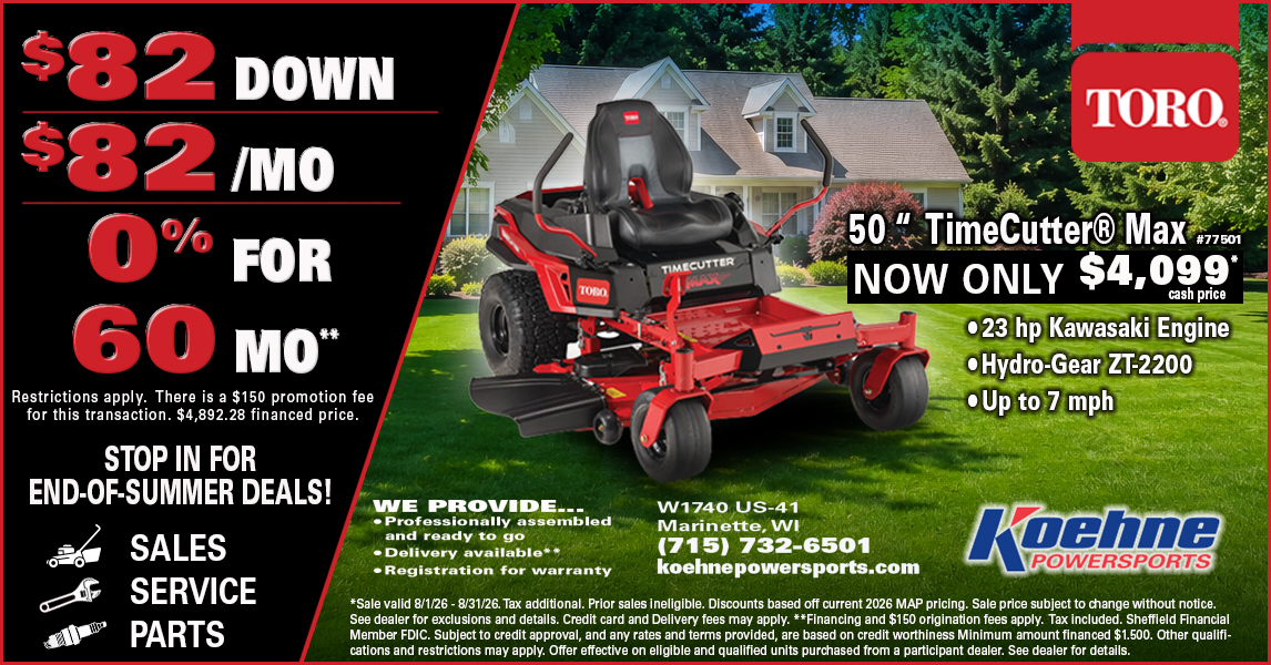 Koehne Powersports Facebook ad from Aug 4, 2026
