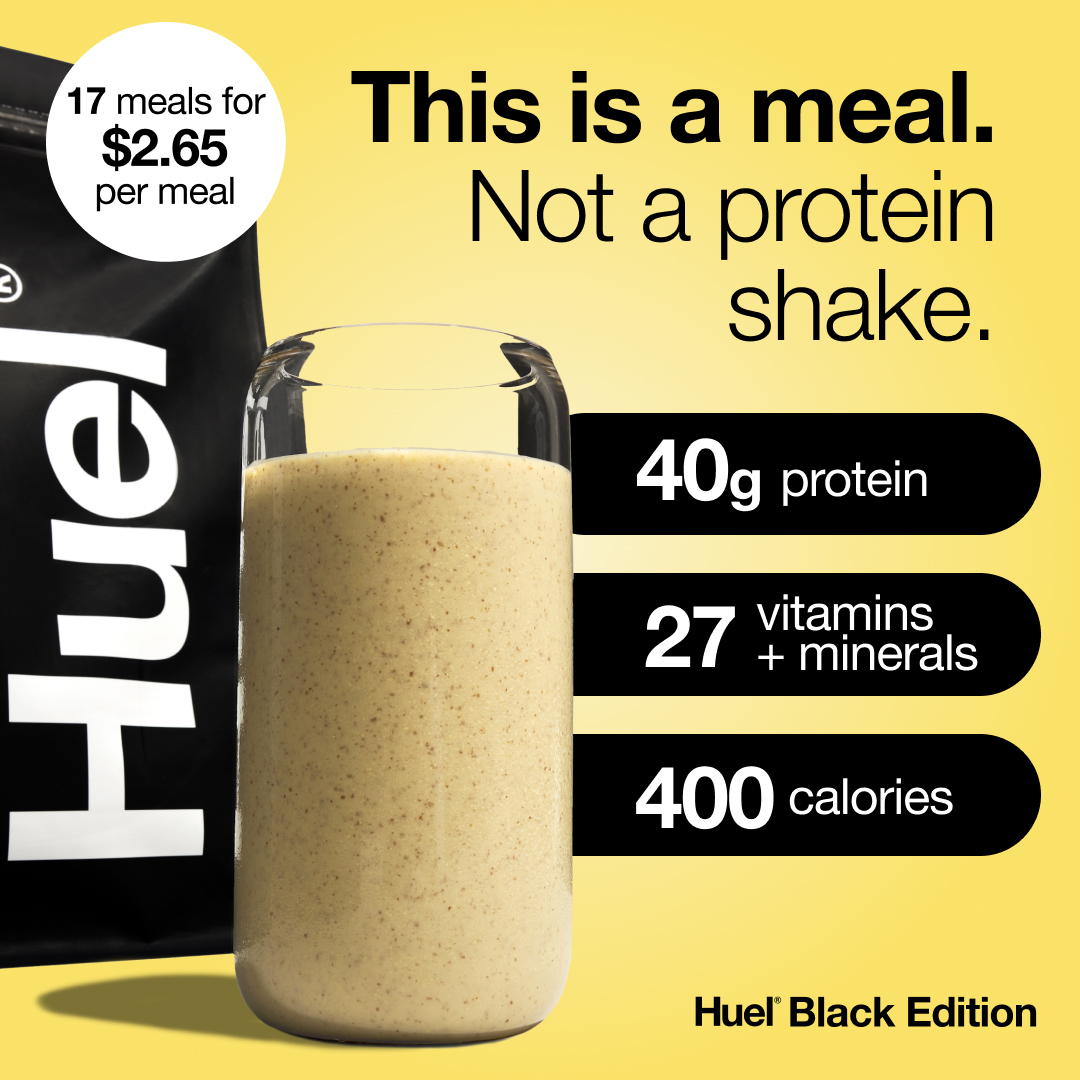 Huel Facebook ad: Like a healthy banana milkshake, but better