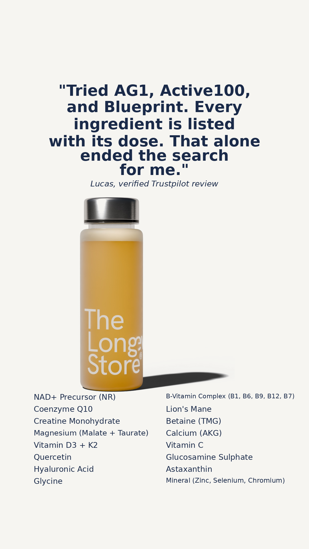 The Longevity Store Facebook ad