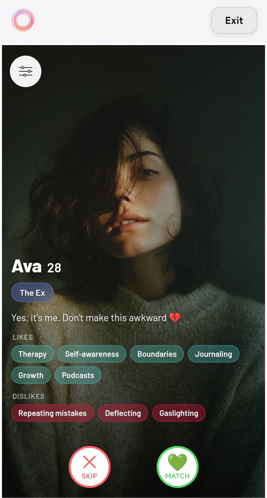 Dream Flux Facebook ad: Match & Chat With Memes
