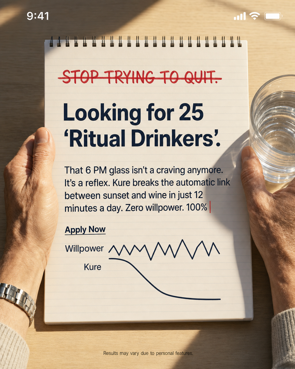 Hypnosis to Stop Drinking Facebook ad