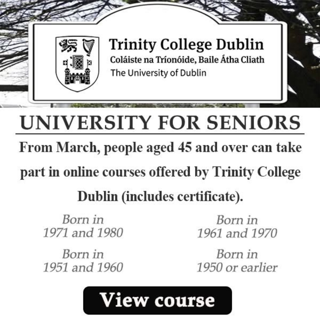 Sun Trail Facebook ad: Adult Learning Courses for Seniors at Trinity College…