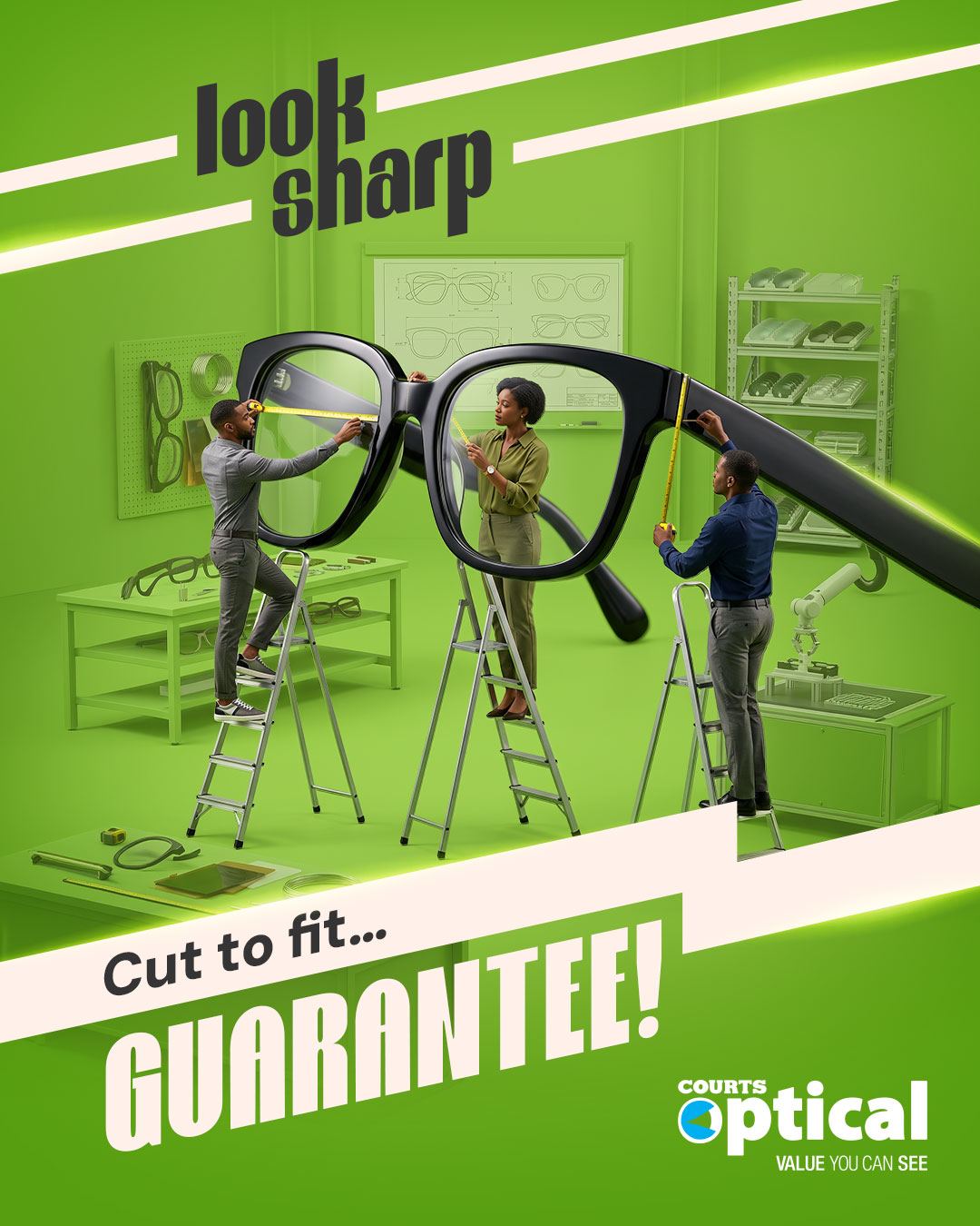 Courts Optical Belize Facebook ad: When your glasses need to fit just right…