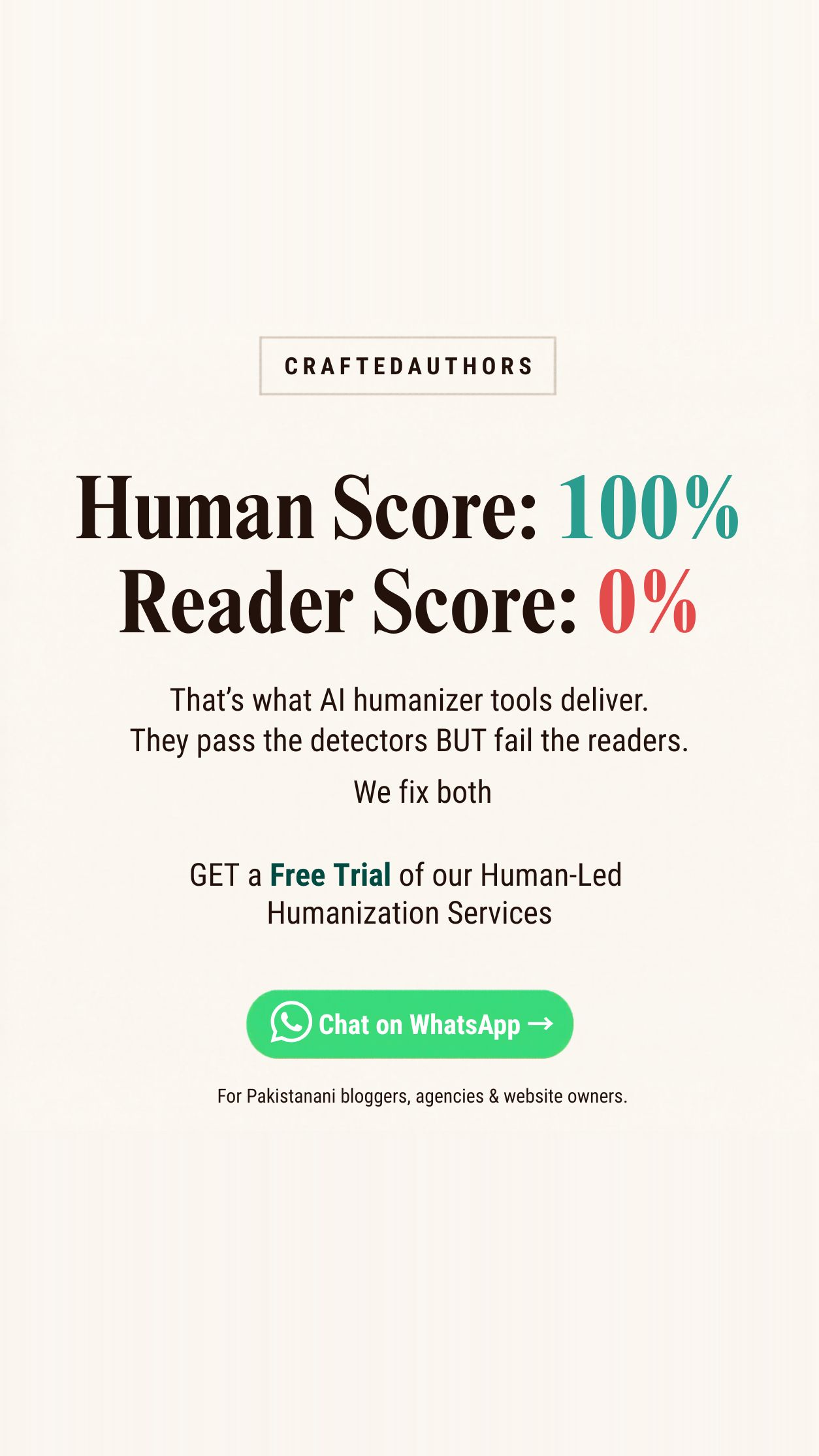 Crafted Authors Facebook ad from May 21, 2026