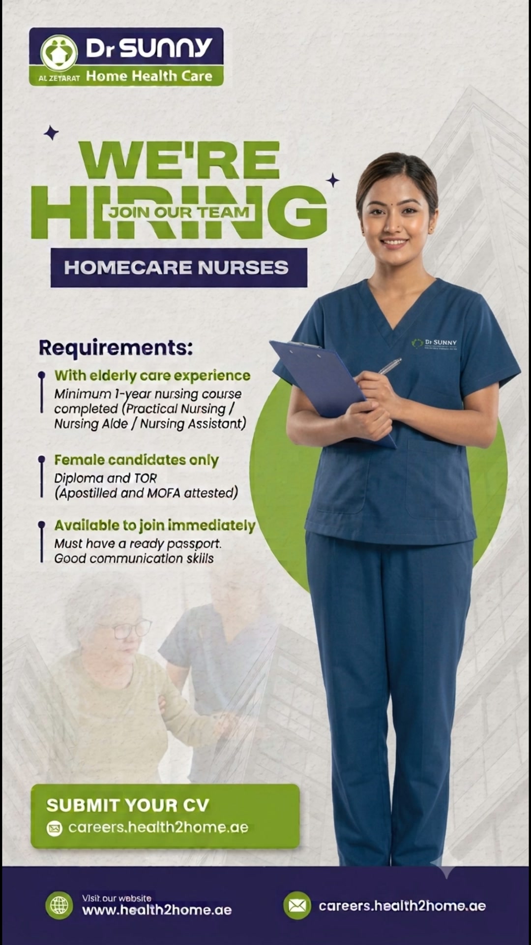 Al Zeyarat Home Healthcare Centre - health2home Facebook ad: Home Care Nurse