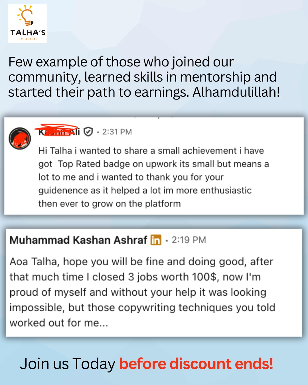 Talha Tariq Facebook ad