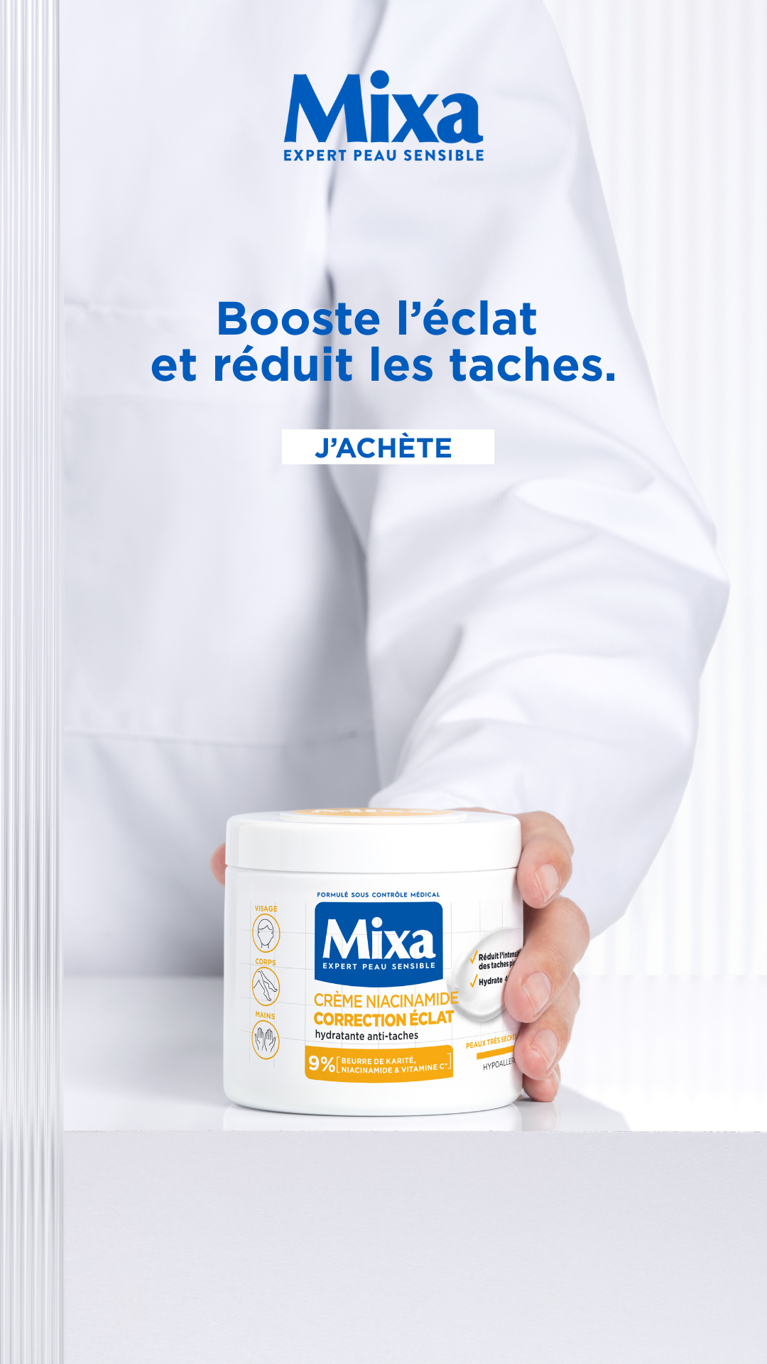 Mixa Facebook ad: Mixa Crème Niacinamide Correction Éclat