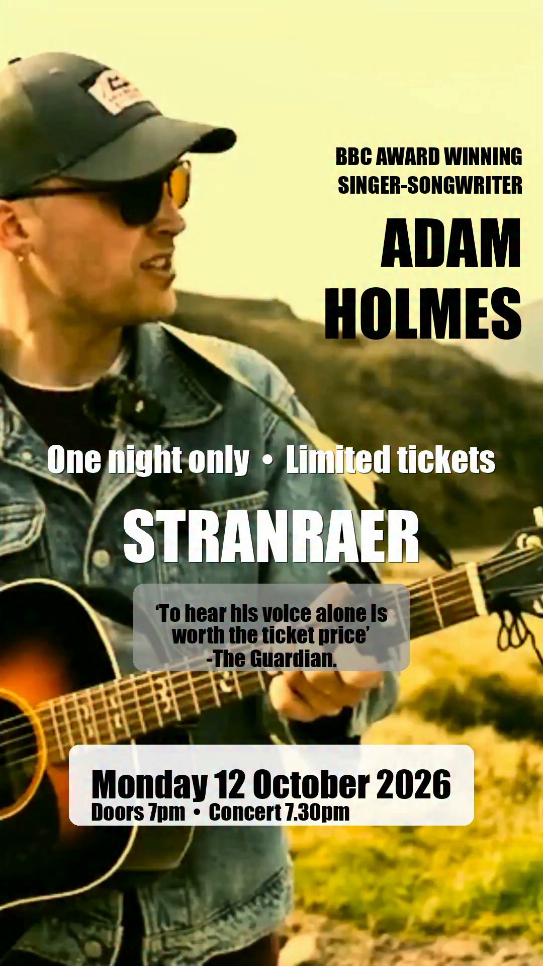 Adam Holmes Music Facebook ad: BBC Award-winning songwriter Adam Holmes brings his Songs…