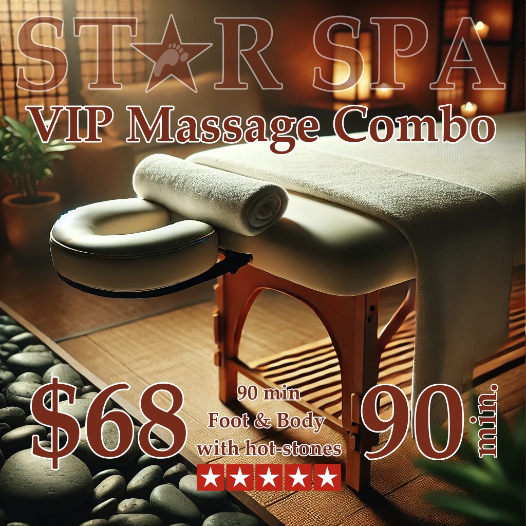 Star Foot Spa Facebook ad: STAR BEAUTY SPA, 10,000 sqf Day Spa, Couples Massage…