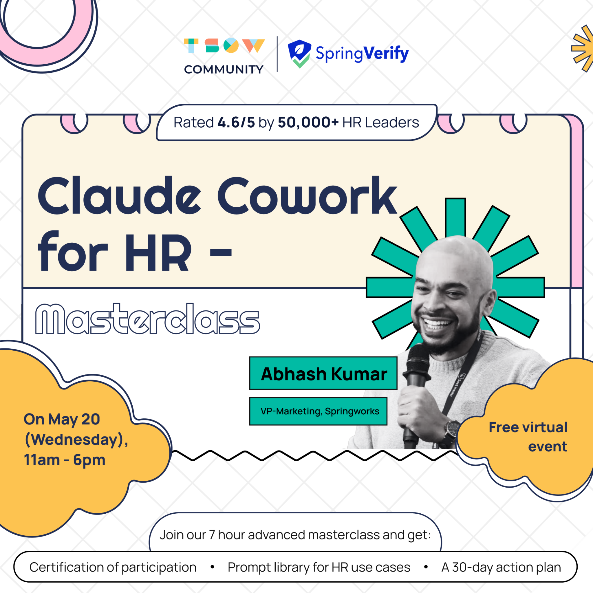 Springworks Facebook ad: Advanced Claude Cowork for HR Professionals