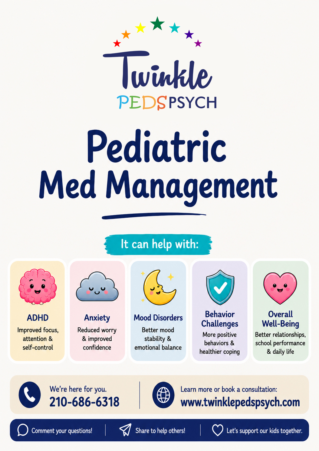 Twinkle PedsPsych Facebook ad: At Twinkle Peds Psych, we provide expert medication…