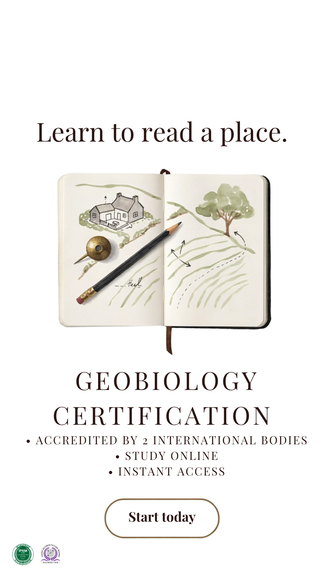 Alma Oasis Facebook ad: Get Certified at Geobiology