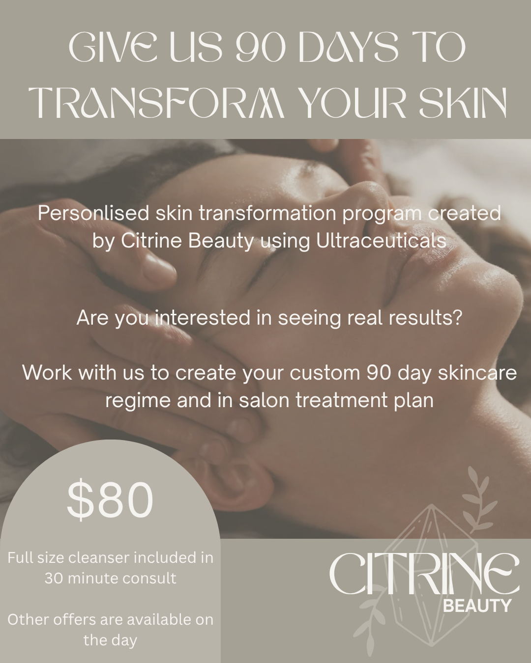Citrine Beauty Facebook ad: Let us help you change your skin