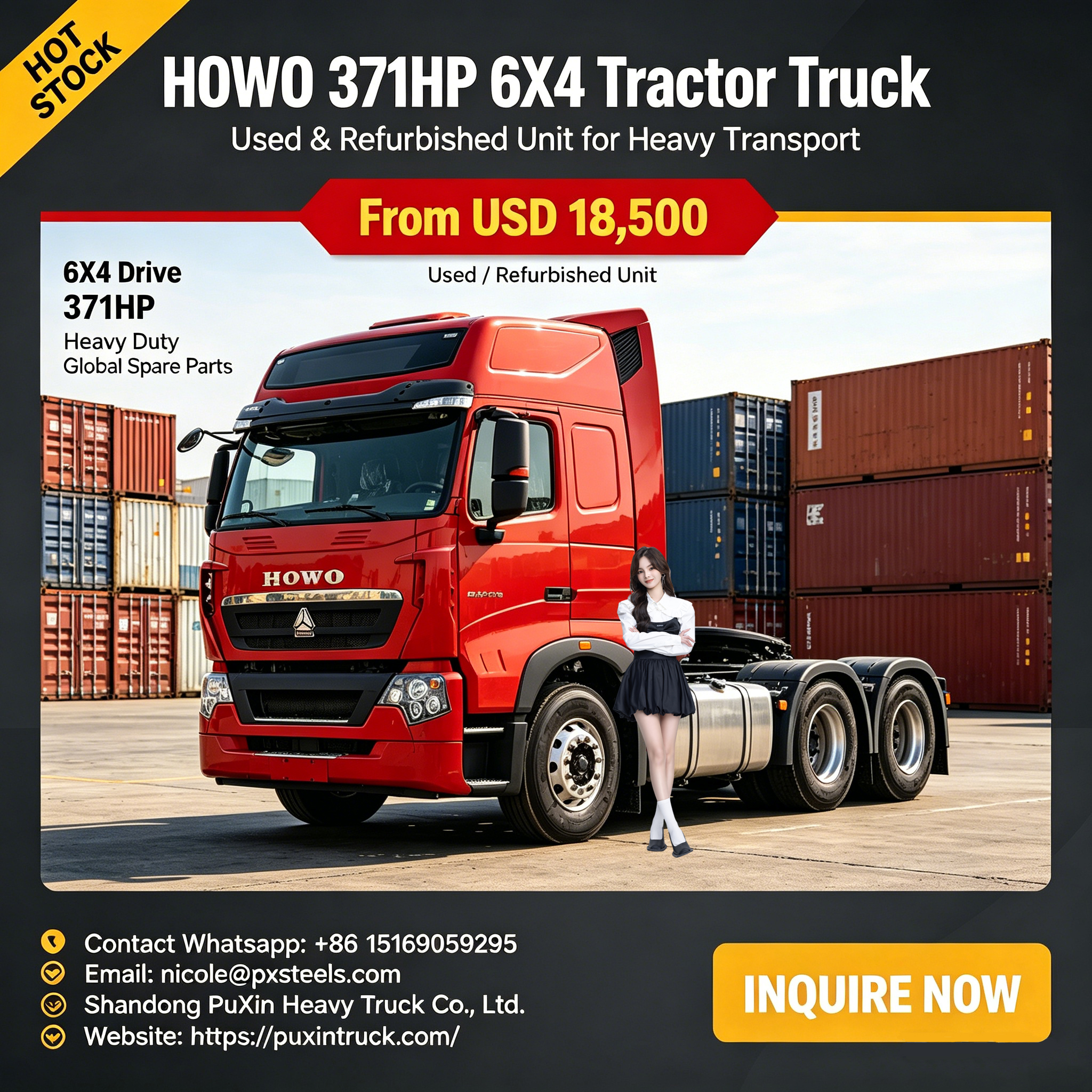 Shandong Pu Xin Heavy Truck Facebook ad: Used HOWO Mixer & Fuel Tanker Trucks