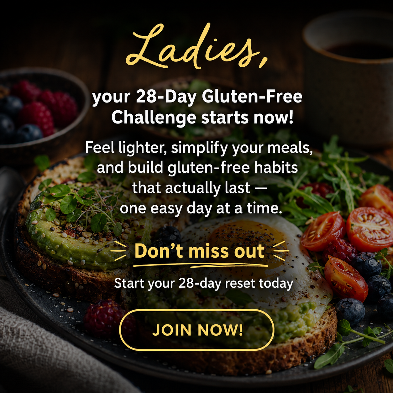 ZeroGluten Chef Facebook ad: Start Your 28-Day Gluten-Free Challenge