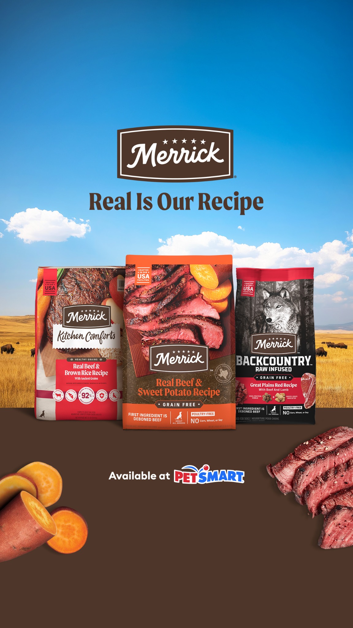 PetSmart Facebook ad: Merrick. Real Is Our Recipe