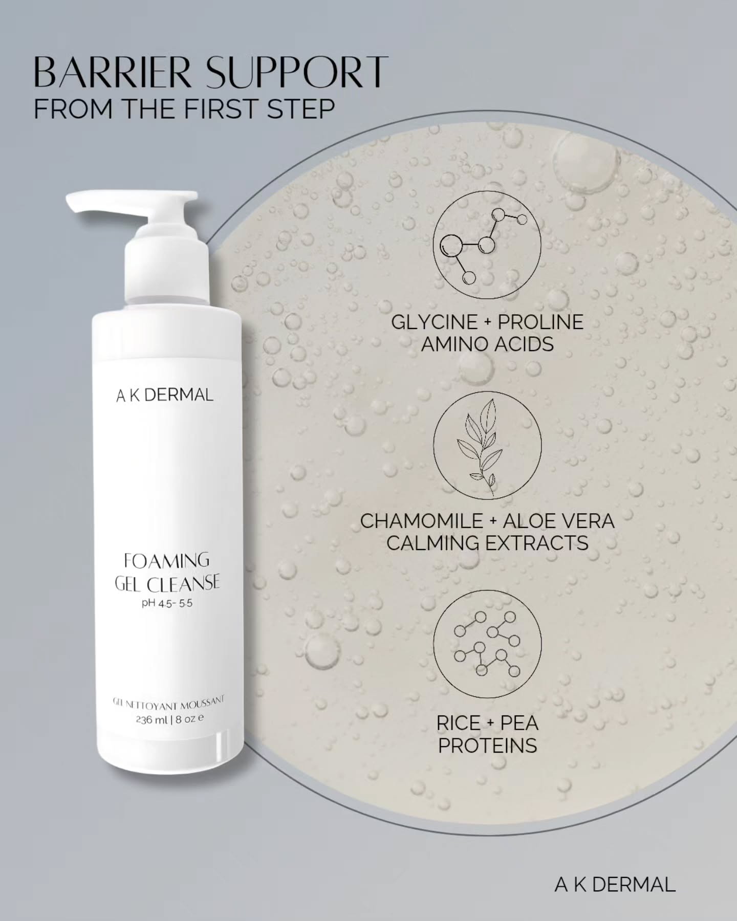 A K Dermal Advanced Skincare Facebook ad: Start strong- barrier support from the first step…