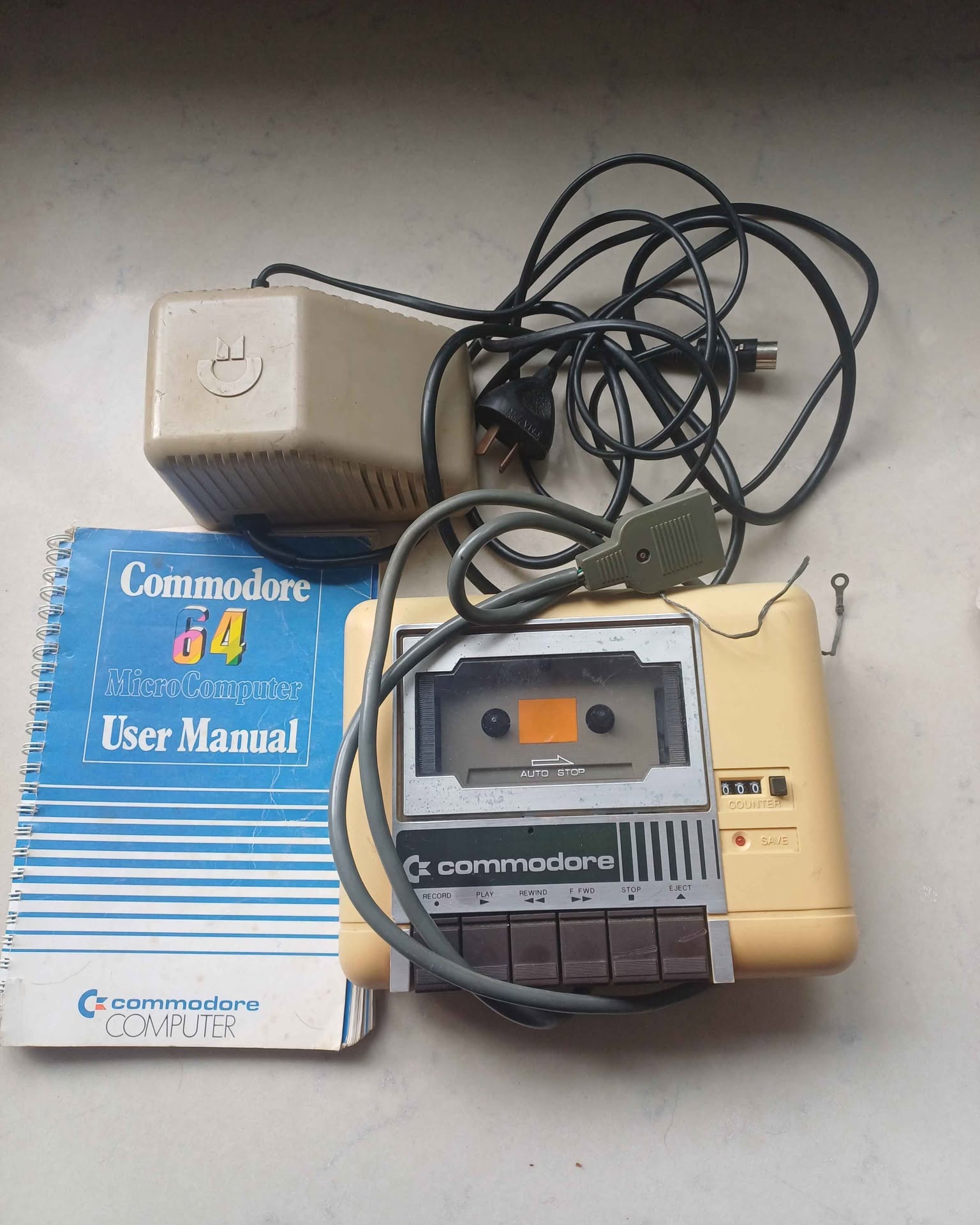 Johnny Simpson Facebook ad: Commodore 64 tape player and power adapter