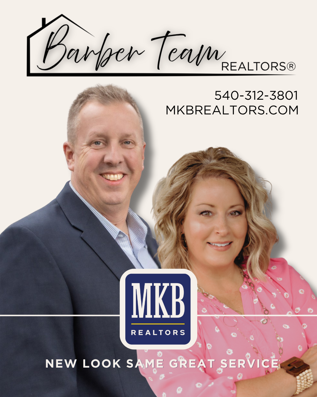 Barber Team, Realtors - Shannon Barber Facebook ad: New Look. Same Great Service.