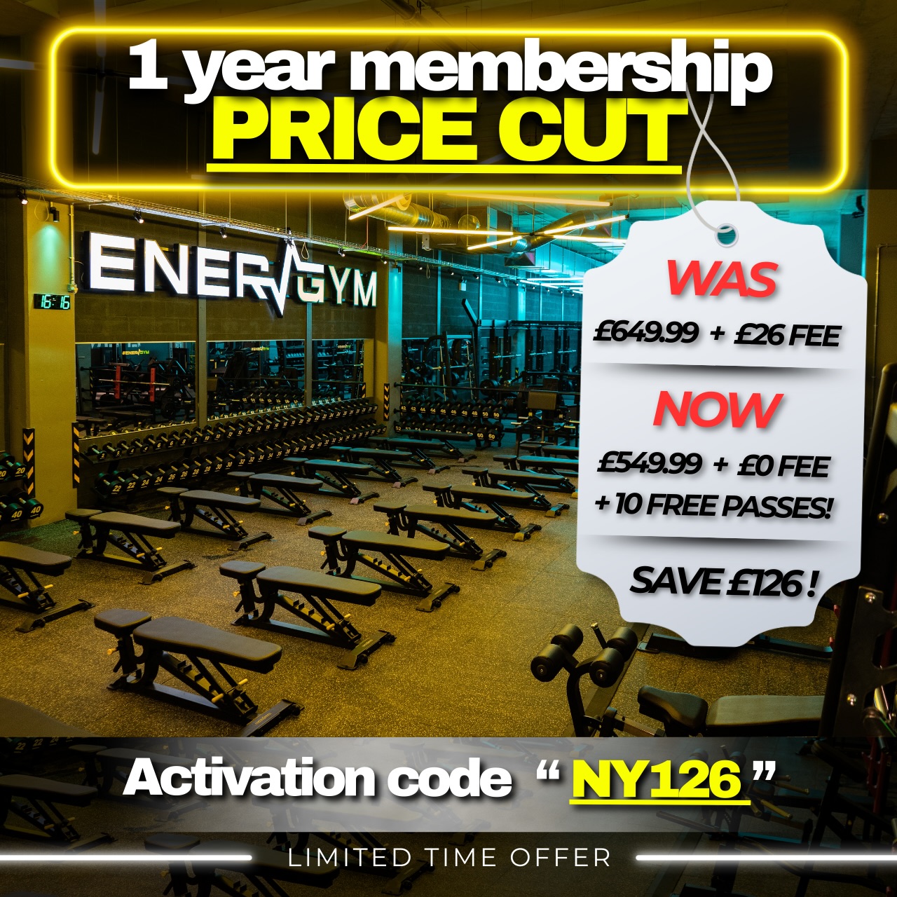 ENERGYM WEST EALING Facebook ad: Join @energymwestealing for a year & activate your…