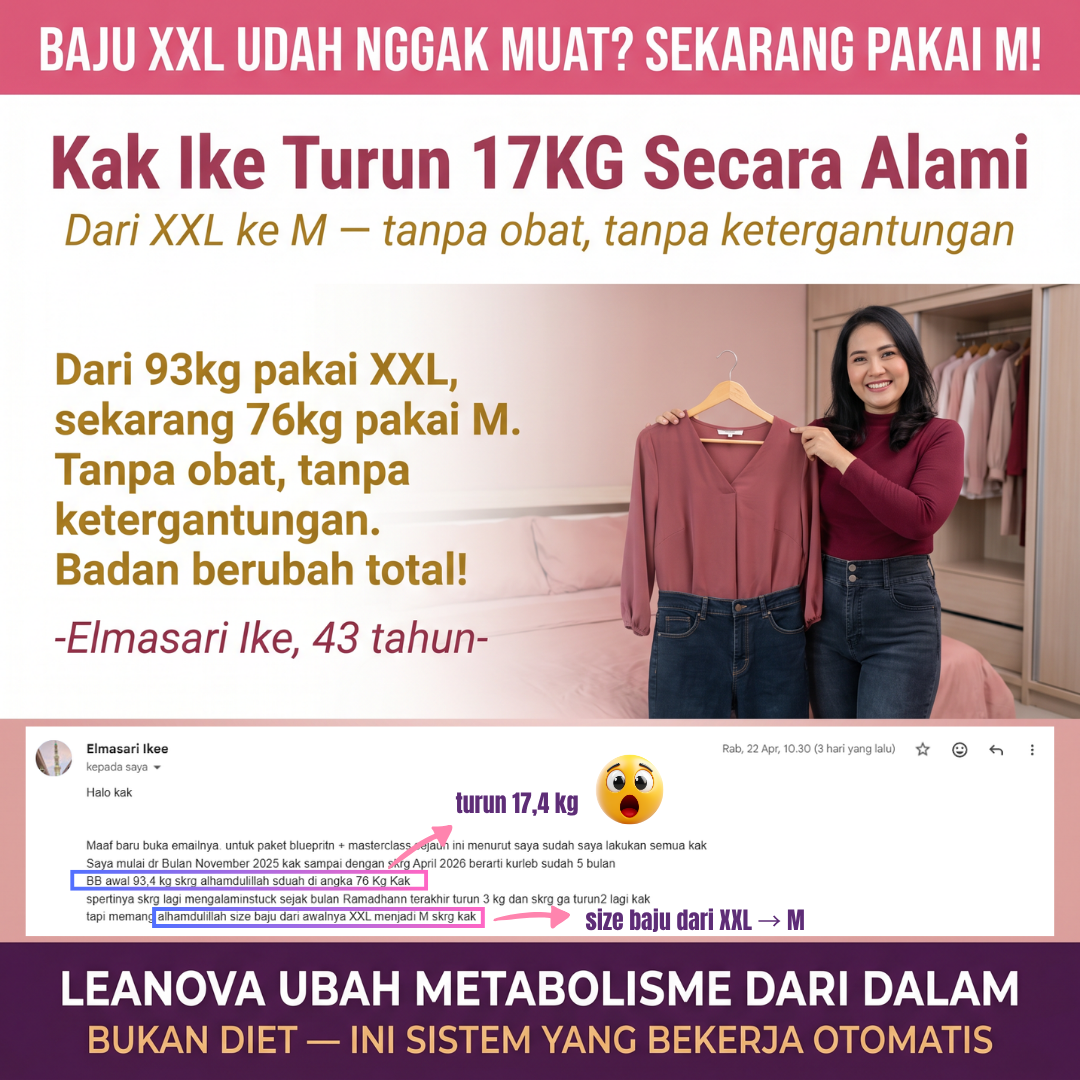 Leanova Indonesia Facebook ad: XXL ke M, Tanpa Ketergantungan